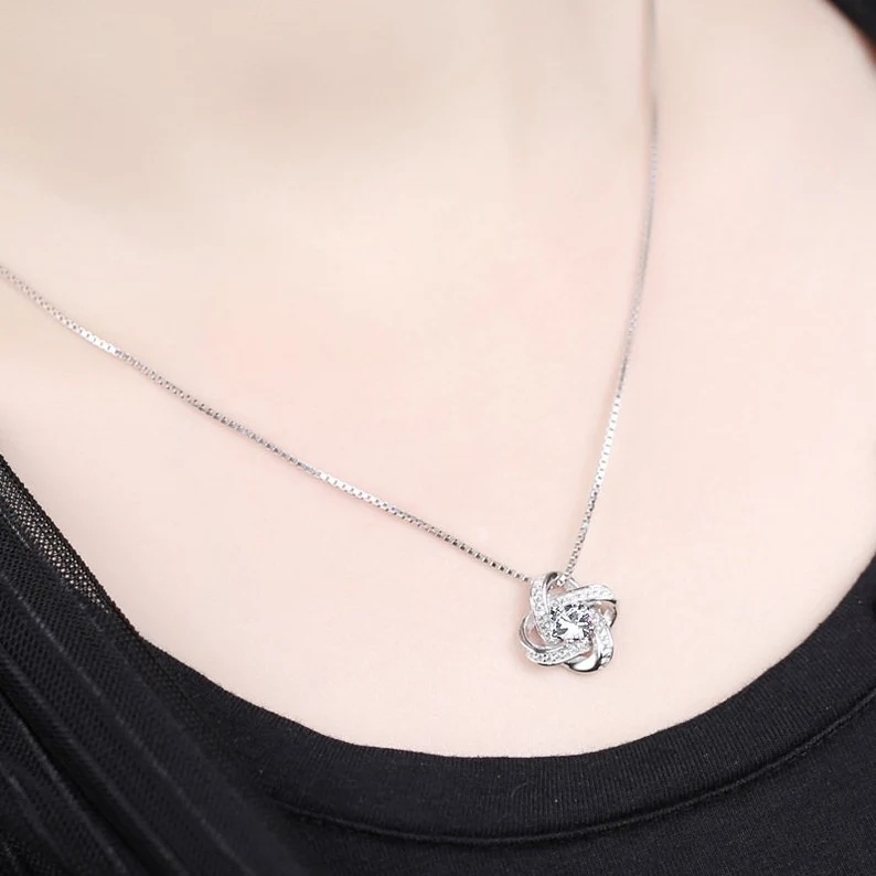 To My Daughter From Dad S925 Love Knot Necklace "Straighten Your Crown" Warm Gifts Dad To Daughter Mother's Day Gift Idea