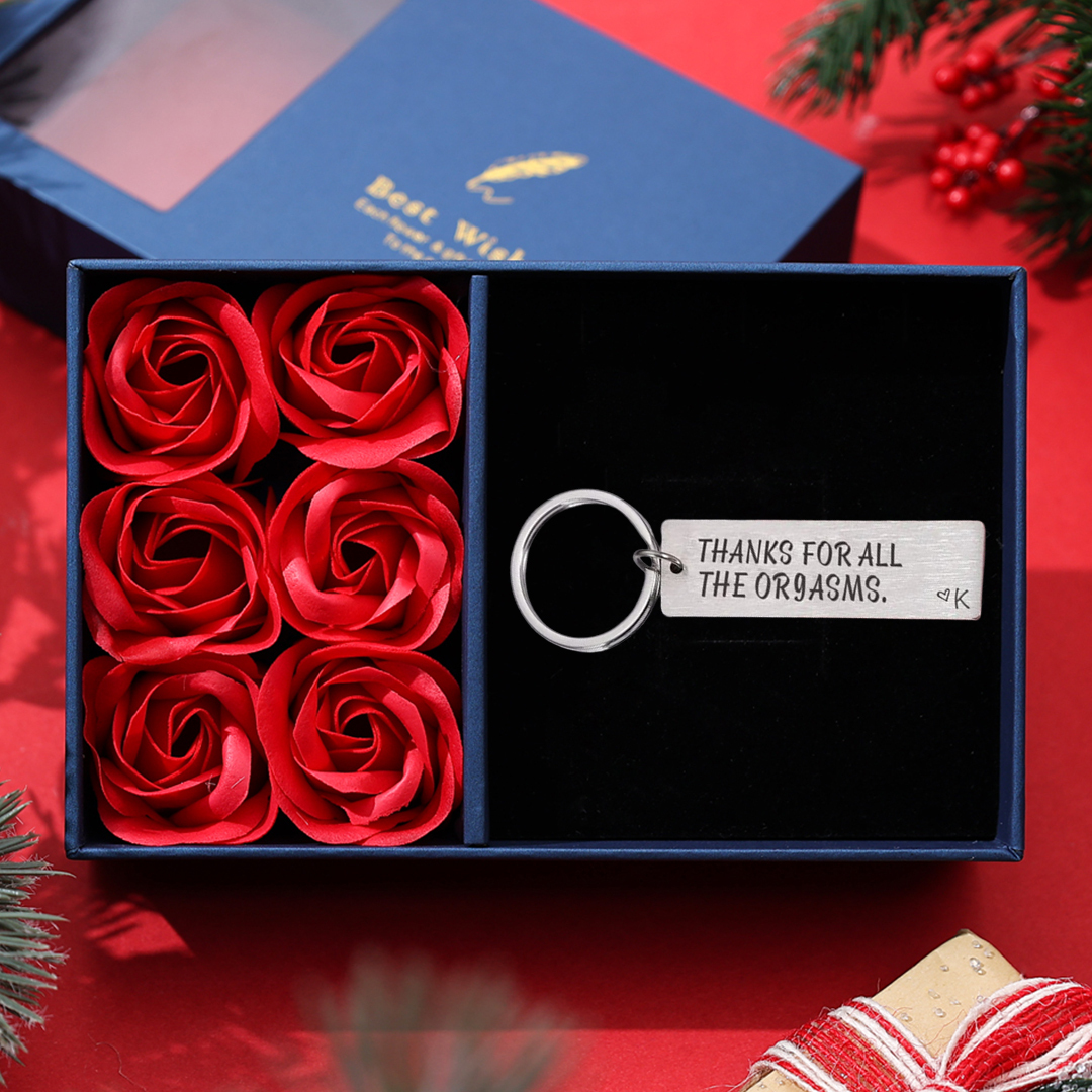 "Thanks for All The Orgasms" Love Funny Keychain Custom Initial Gift for Couple