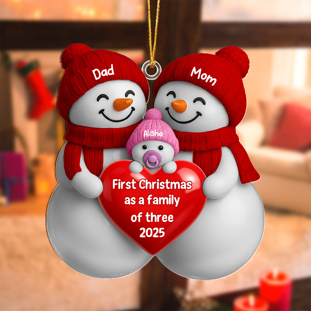 Personalized New Family‘s First Christmas Snowman Ornament