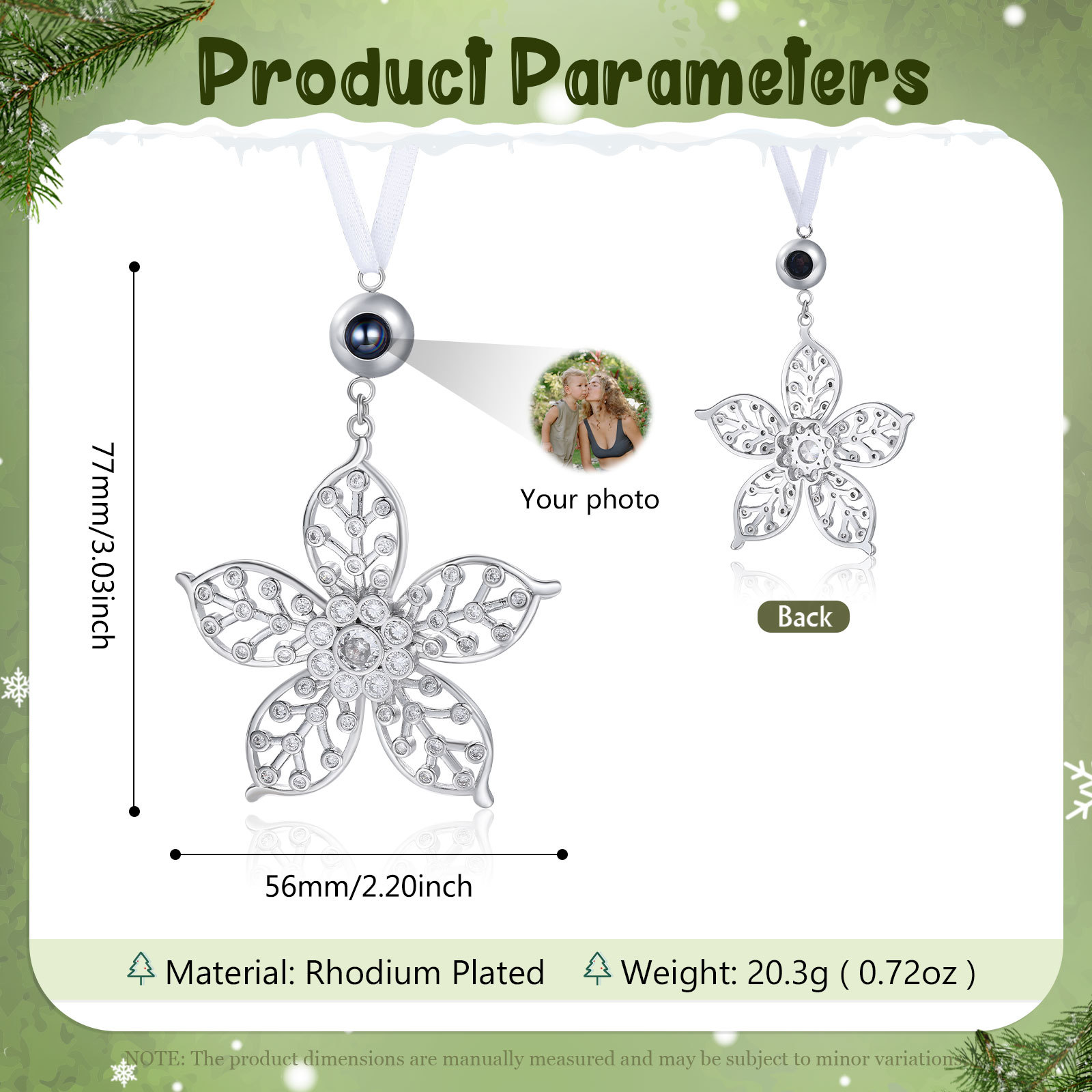 Personalized Flower Photo Projection Christmas Ornament Decoration