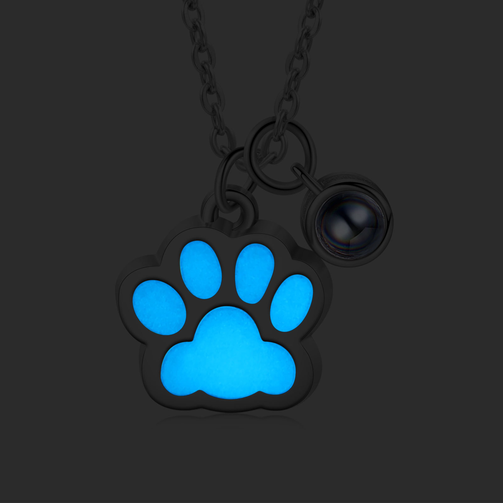 Personalized Dog Paw Pendant Couple Necklace Set Custom Photo Projection Necklace Romantic Gifts For Him/Her