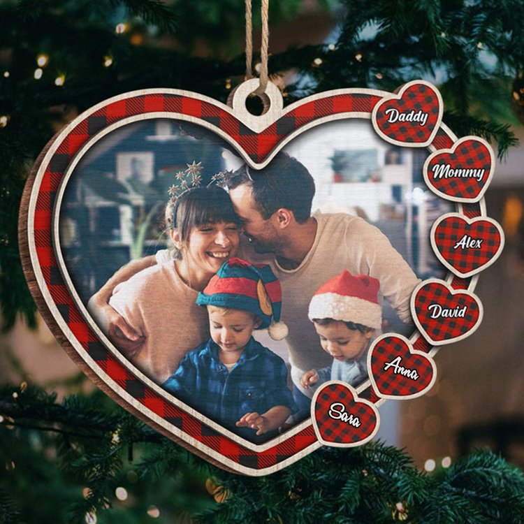 Personalized Family Heart Christmas Ornament Custom 2 Names Hanging Ornament Gifts For Family