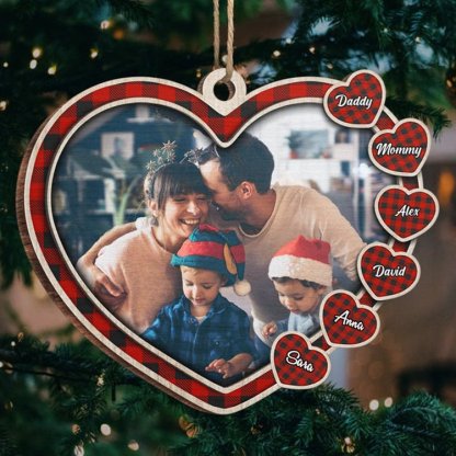 Personalized Family Heart Christmas Ornament Custom 2 Names Hanging Ornament Gifts For Family