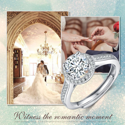 Round Cut Moissanite Ring Engagement Rings Solitaire Ring with CZ Stones Sterling Silver