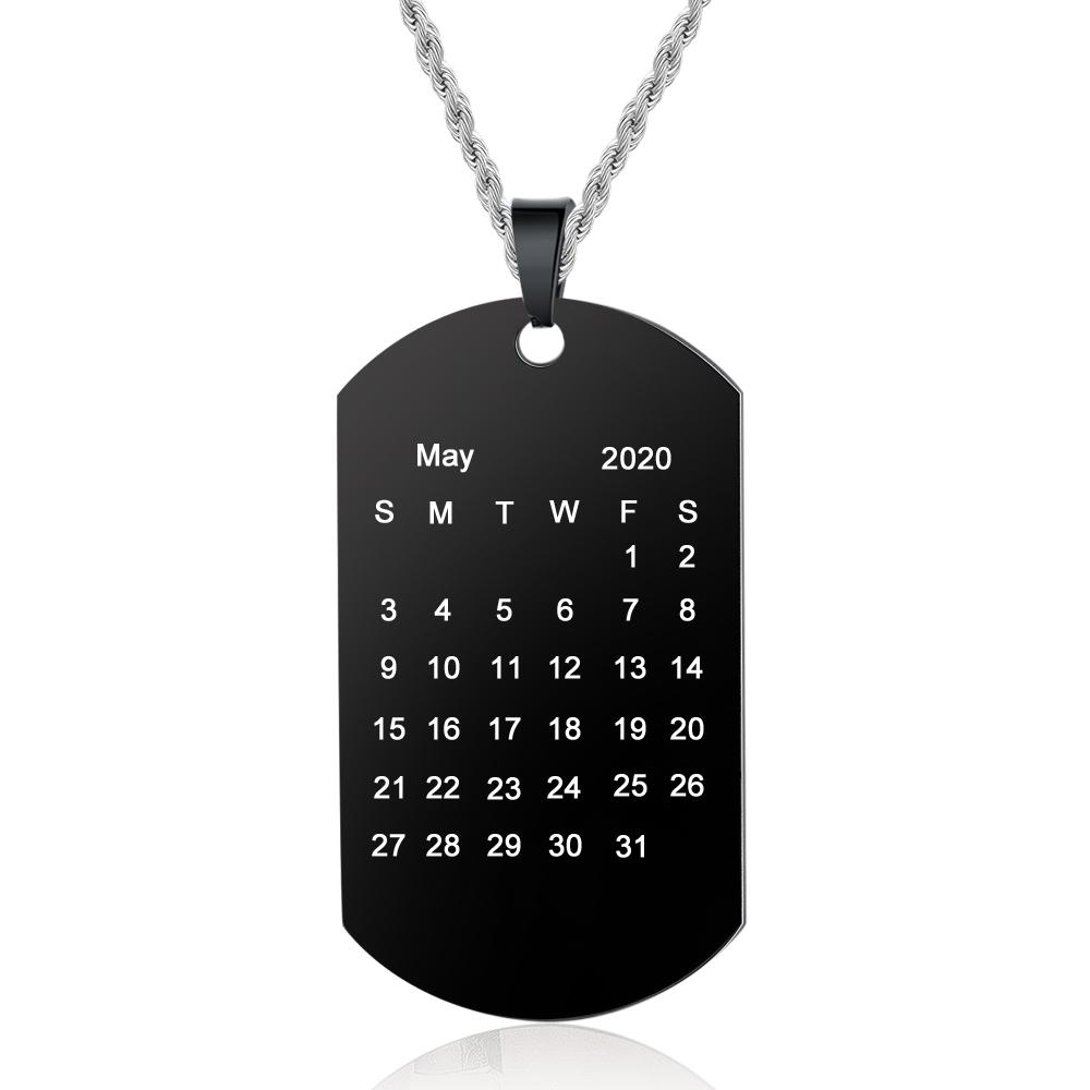 Custom Photo Tag Necklace with Calendar Personalized Gift For Him