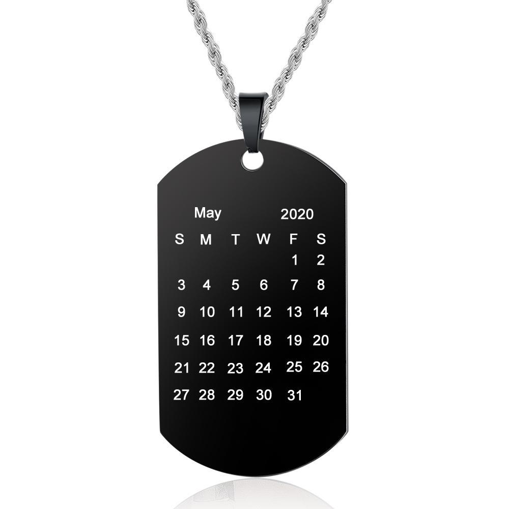 Custom Photo Tag Necklace with Calendar Personalized Gift For Him