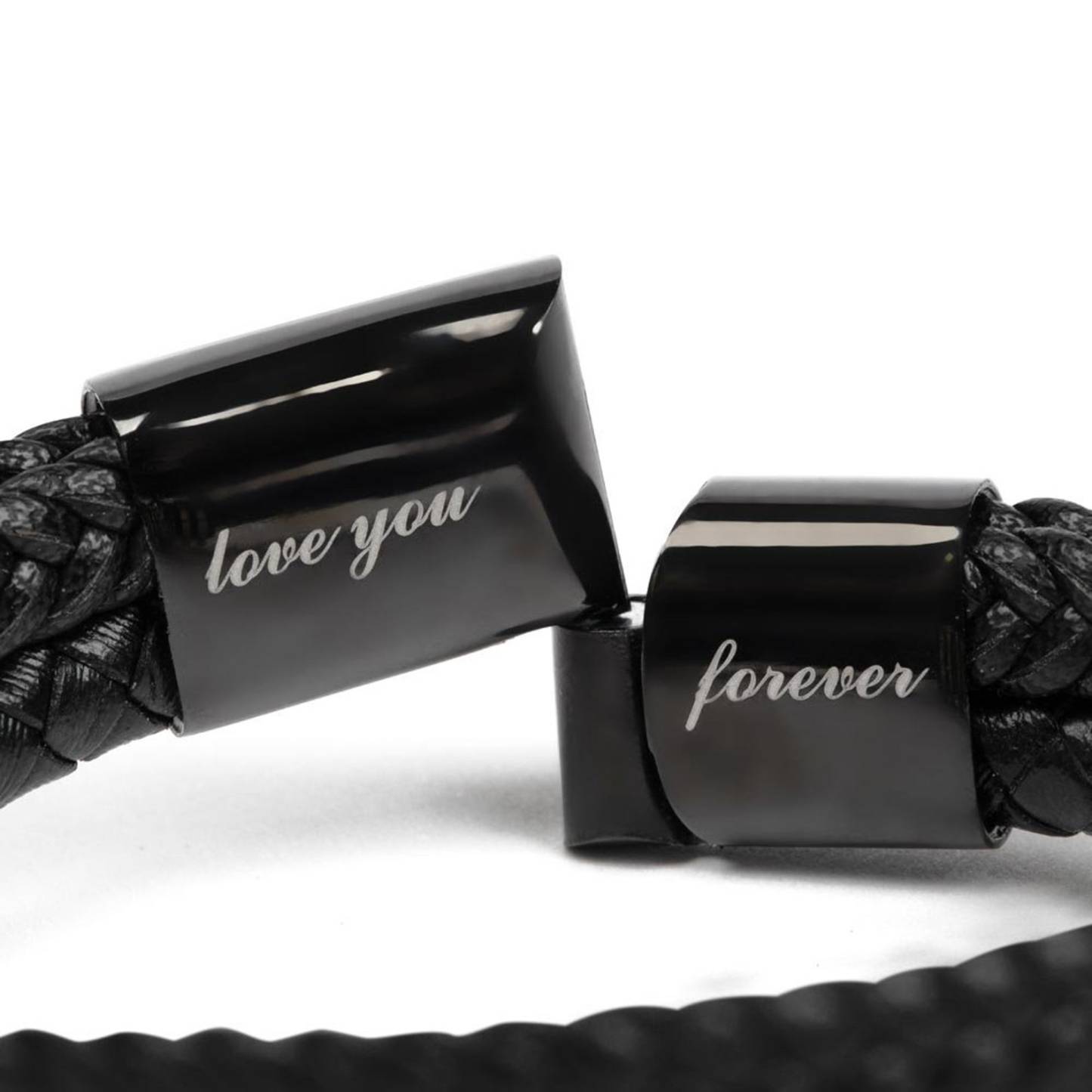 To My Son Bracelet Personalized Name Message Card Braided Leather Bracelet Mom to Son Gift - Never Forget How Much I Love You