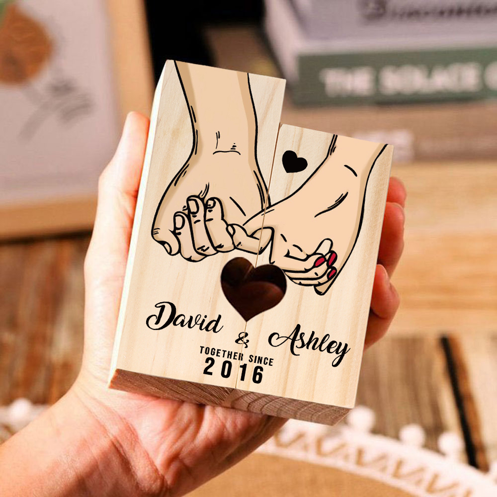 Personalized Couple Gift Set Pinky Promise Couple Candle Holder Heart Matching Keychain with Custom Names & Date Gift Box