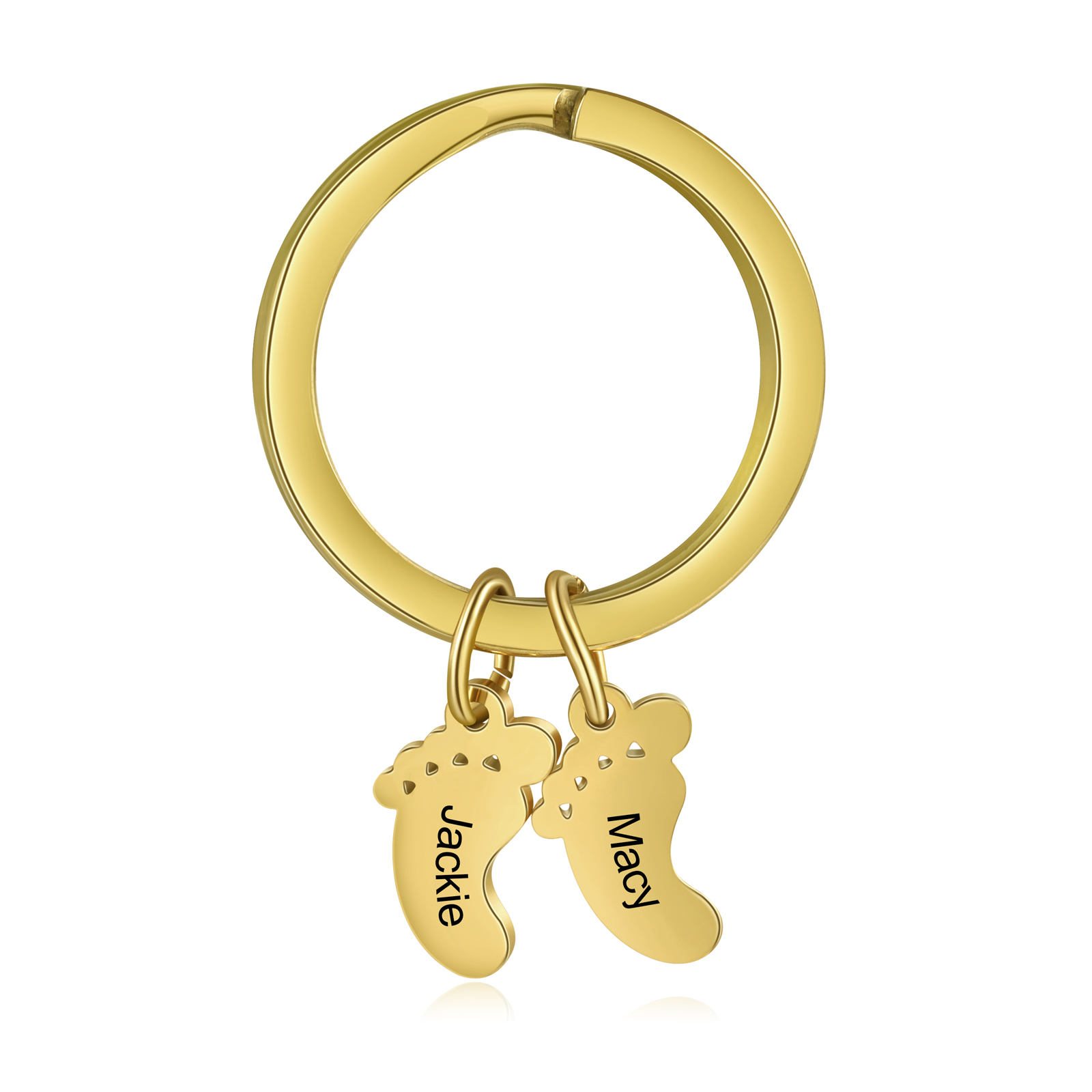 Baby Feet Keychain Personalized 2 Names Keychain Family Gifts