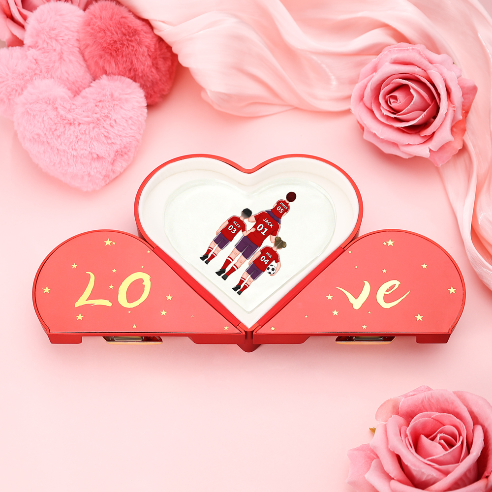 Personalized Jersey Number Acrylic Heart Keepsake Custom 2–4 Names Ornaments Soccer Family Gifts for Dad