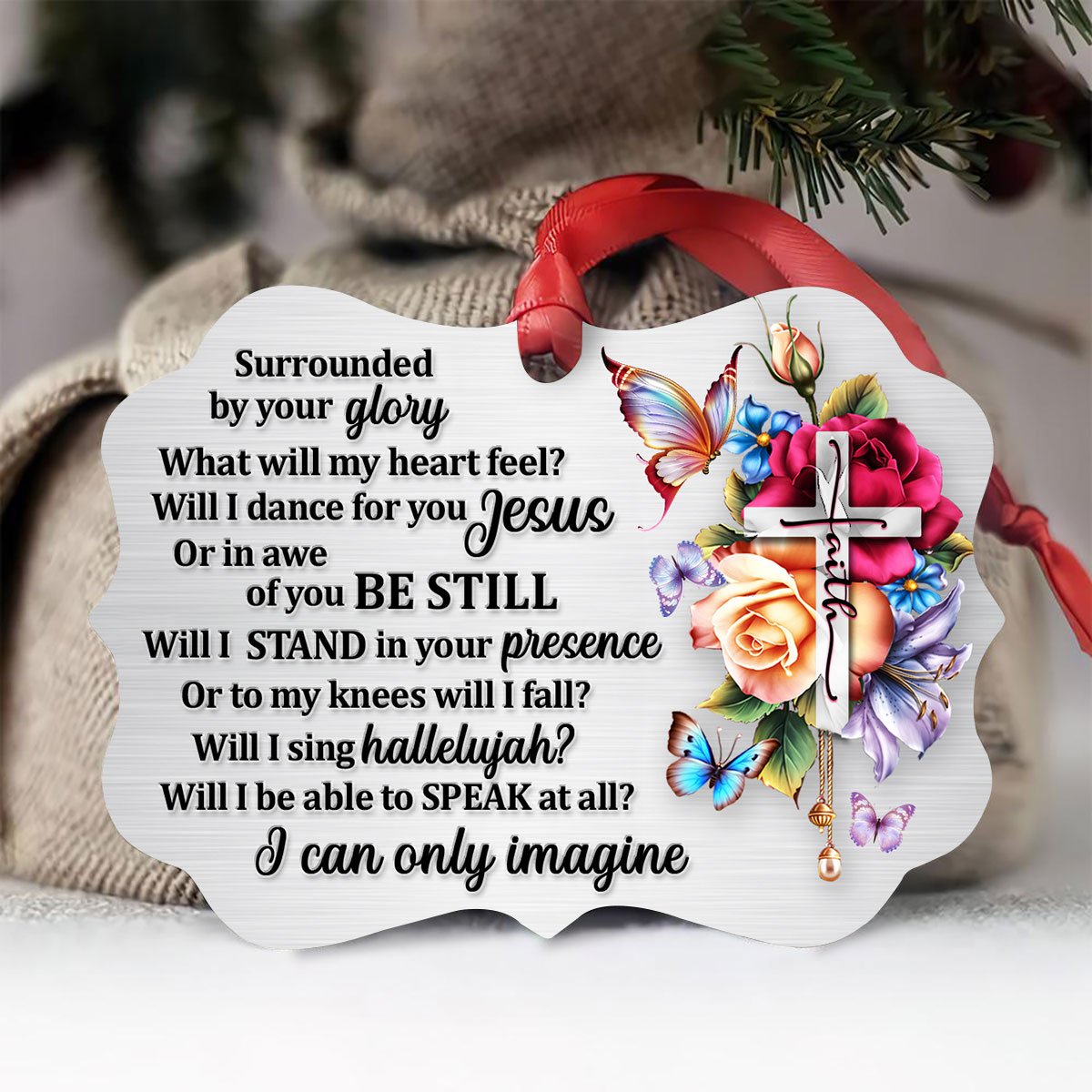 Lovely Butterfly Flower Ornament Will I Stand In Your Presence Christmas Gift