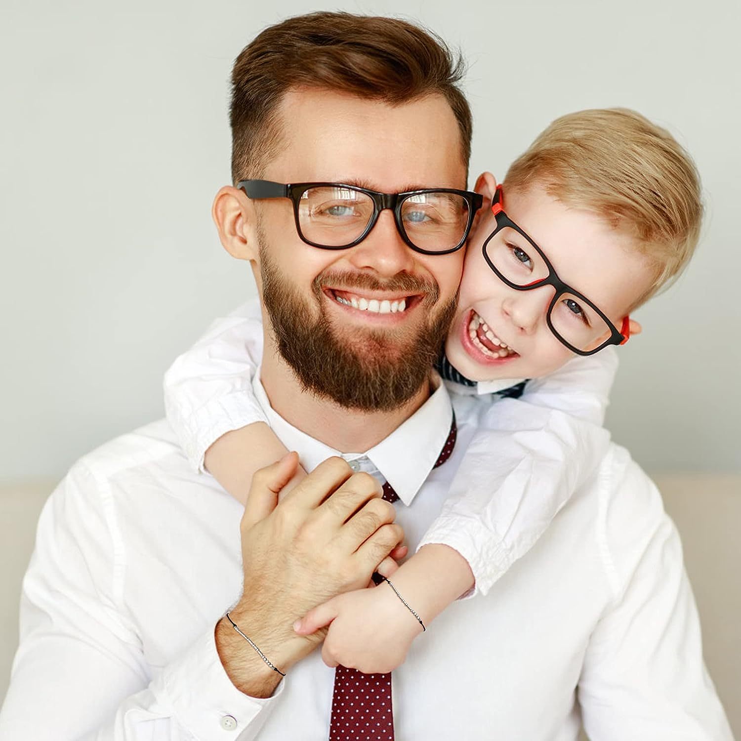 2 Pcs Father-Son Morse Code Bracelet Set with Message Card for Dad and Son