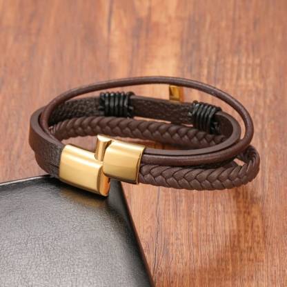 Men Braided Leather Cross Bracelets with Magnetic Clasp Gifts for Him