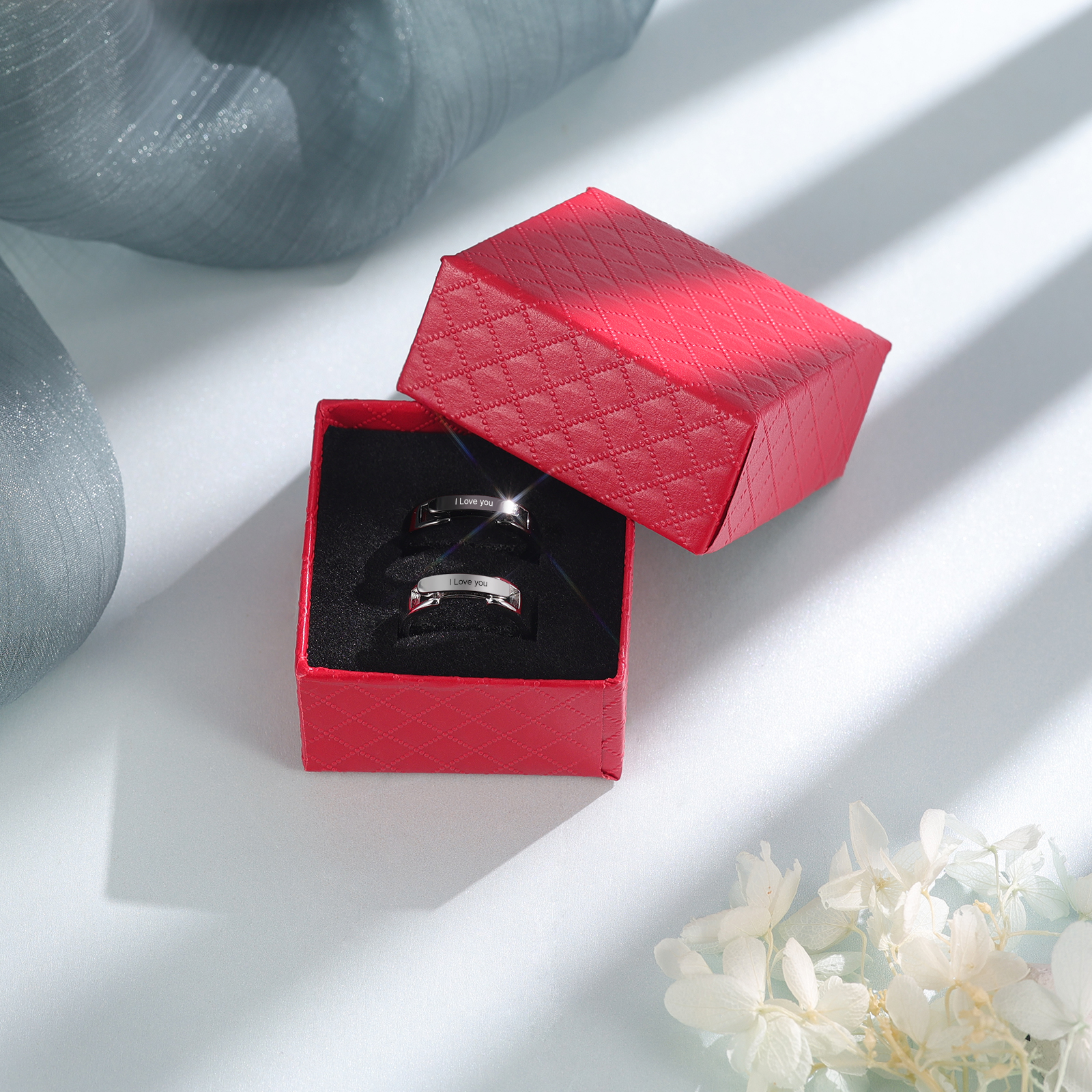 2 PCS Couple Ring Personalized Matching Rings Gift for Couple