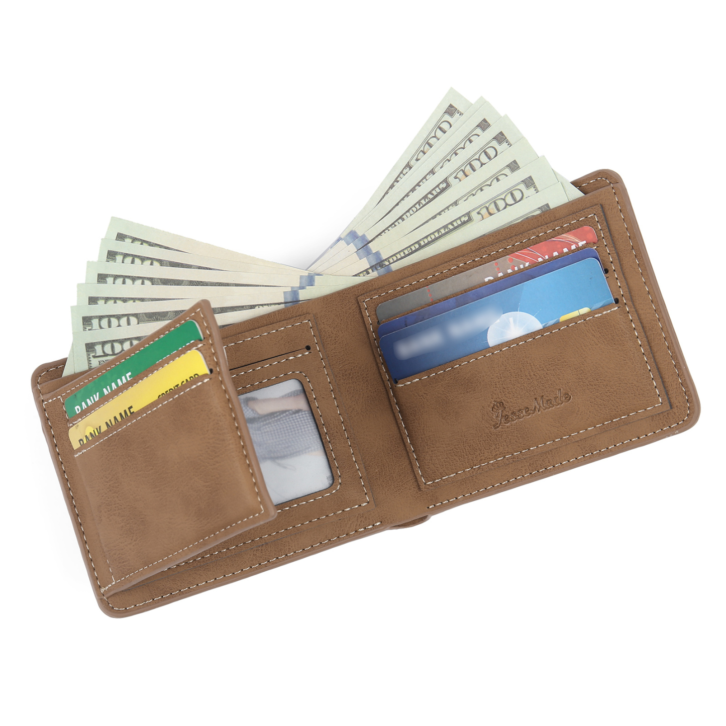 Personalized Monogram Wallet Custom Photo & Name & Letter Men's Leather Wallet Father's Day Gifts for Him