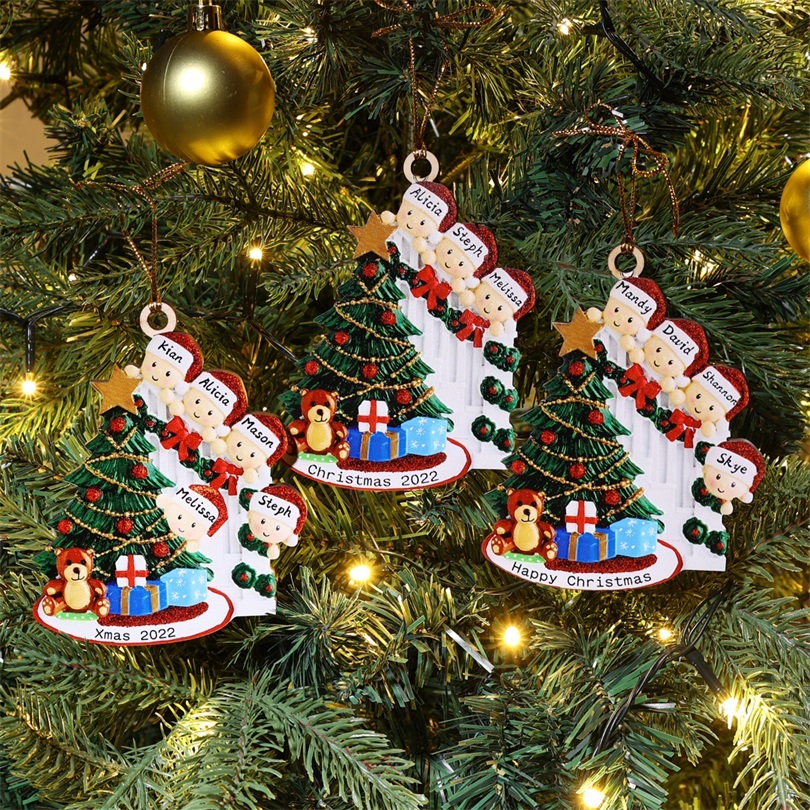 Personalized Family Christmas Ornament Custom 7 Names Hanging Ornament Gifts For Family