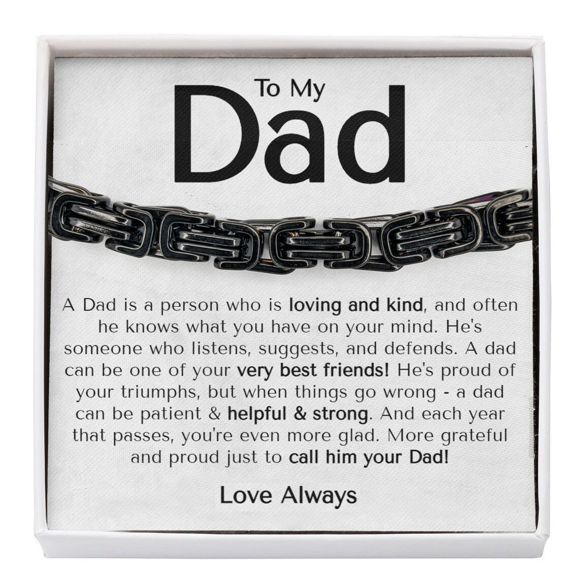 To My Dad Love Always Cuban Link Bracelet Stainless Steel Bracelet Father's Day Gifts