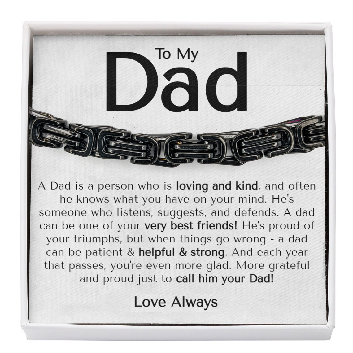 To My Dad Love Always Cuban Link Bracelet Stainless Steel Bracelet Father's Day Gifts