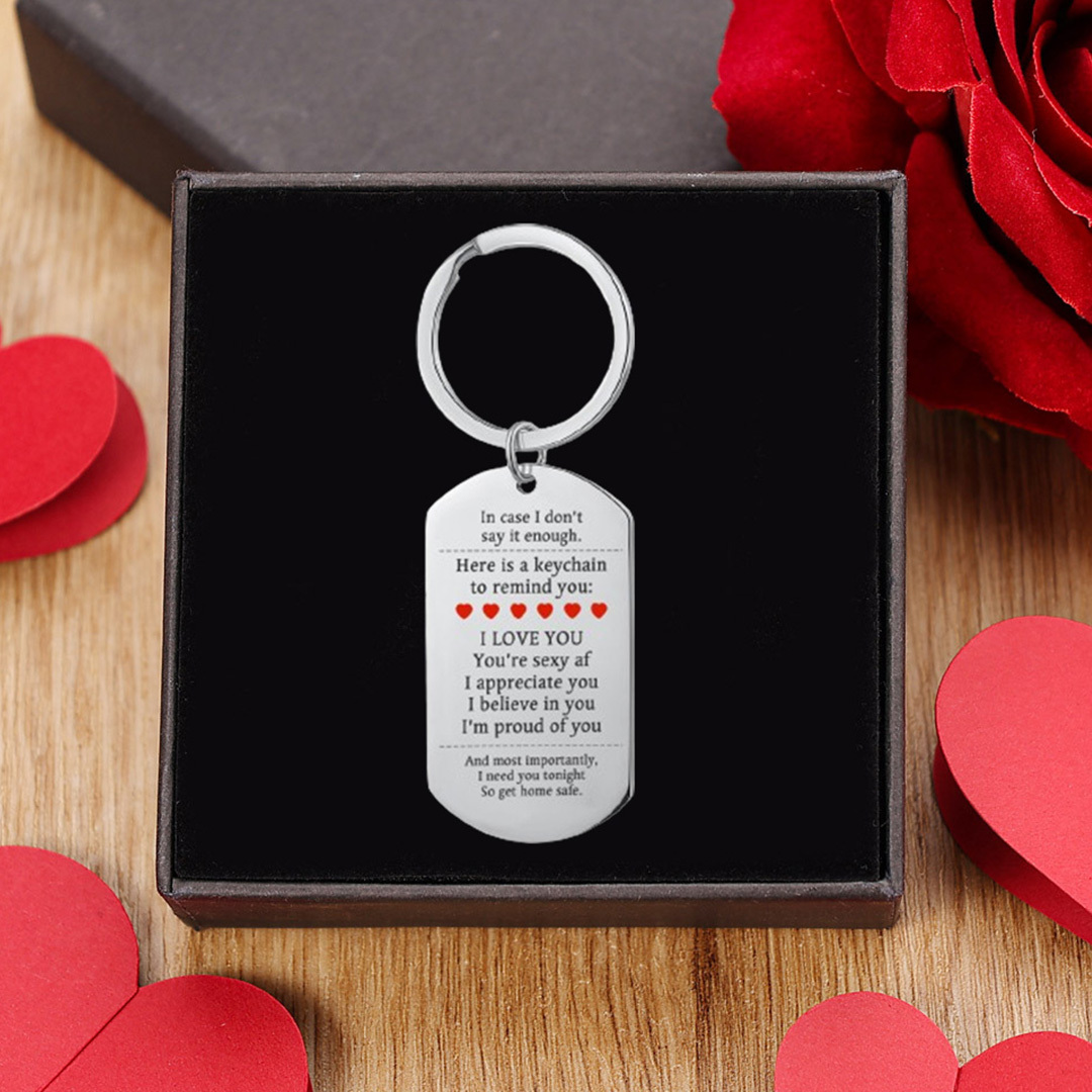 Personalized Couple Keychain Custom 2 Names Keyring "Get Home Safe" Stainless Steel Keychain
