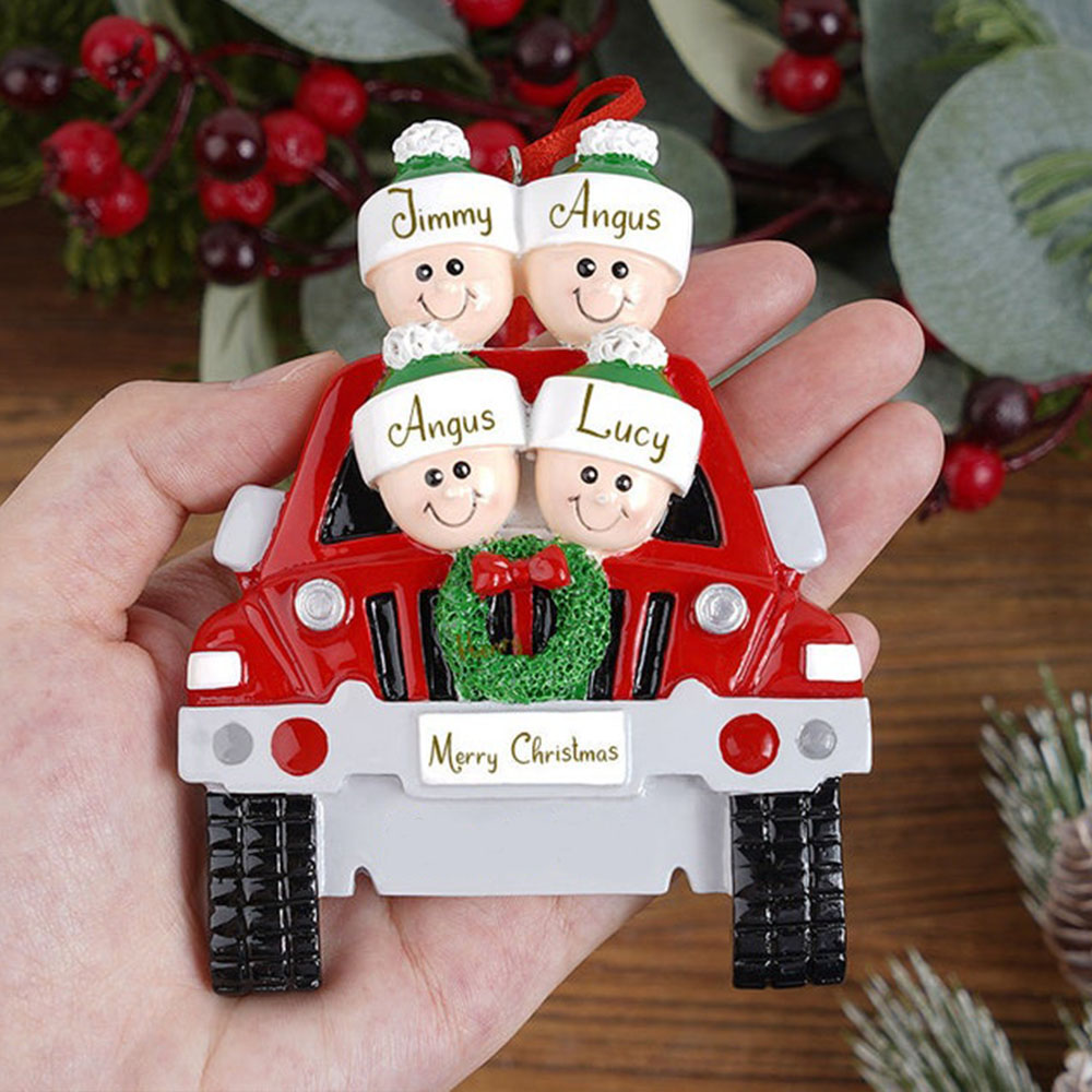 Personalized Family Car Christmas Tree Ornament with 3 Names Xmas Ornaments