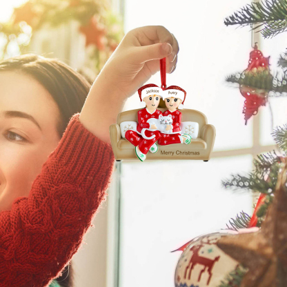 2 Names - Personalized Christmas Resin Ornaments Customized Name & Text Christmas Decor Gifts for Family Friends