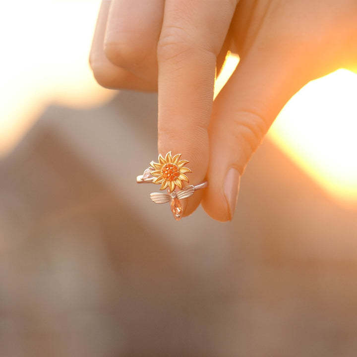 To My Granddaughter Sunflower Fidget Ring "You Are My Sunshine"