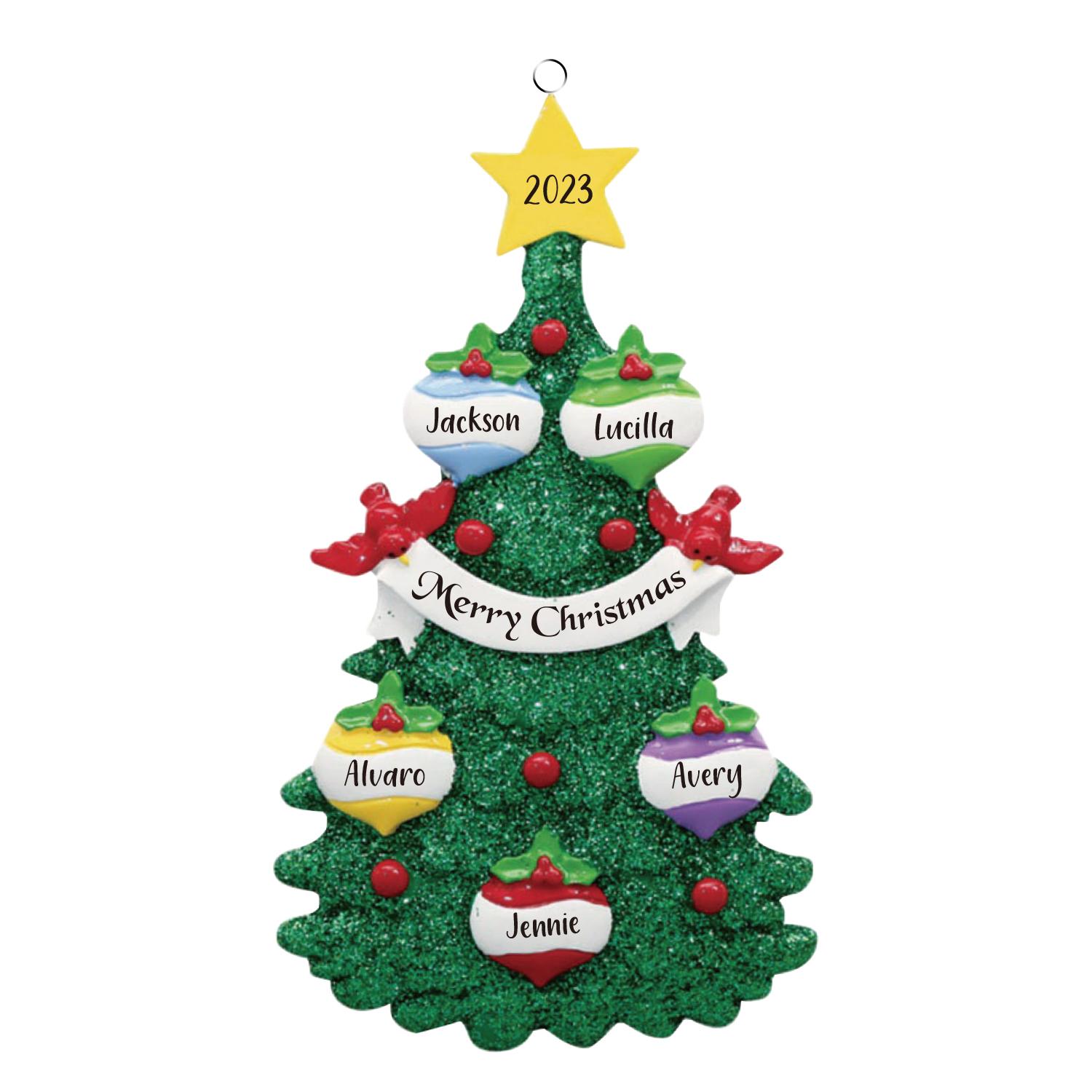 5 Names - Personalized Christmas Tree Ornaments Custom Text & Year Wooden Christmas Pendant Gifts for Family Friends