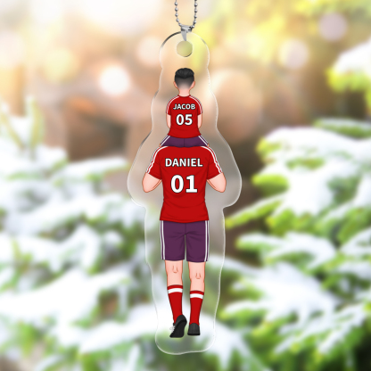 Personalized 2–4 Names Soccer Family Keychain Custom Football Hanging Ornament Gift for Dad Grandpa