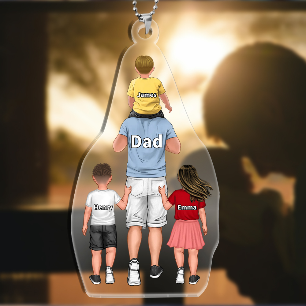 Personalized Family Hanging Ornament Custom 2–9 Names Keychain Acrylic Pendant Gift for Dad/Mom