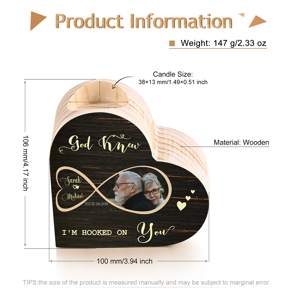 Customized Infinity Love Couple Heart Candle Holder Engrave Photo Candlesticks Valentines Gift