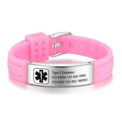 Engraved Medical Alert Bracelet Adjustable Silicone Waterproof Bracelet Women Men Personalized Emergency ID Wristband Multii Color