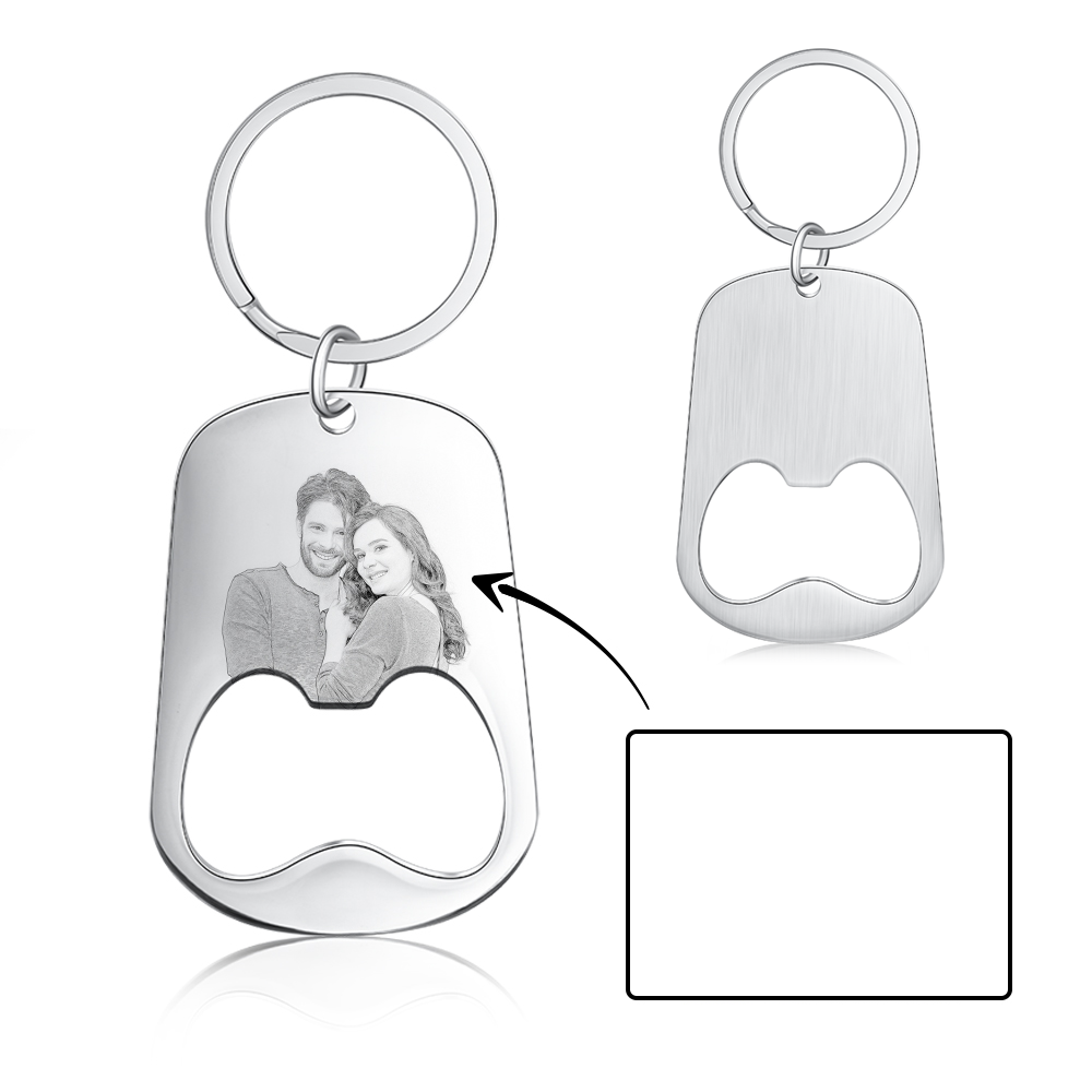 Custom Photo Keychain Personalized Bottle Opener Photo Engraved Gift for Father