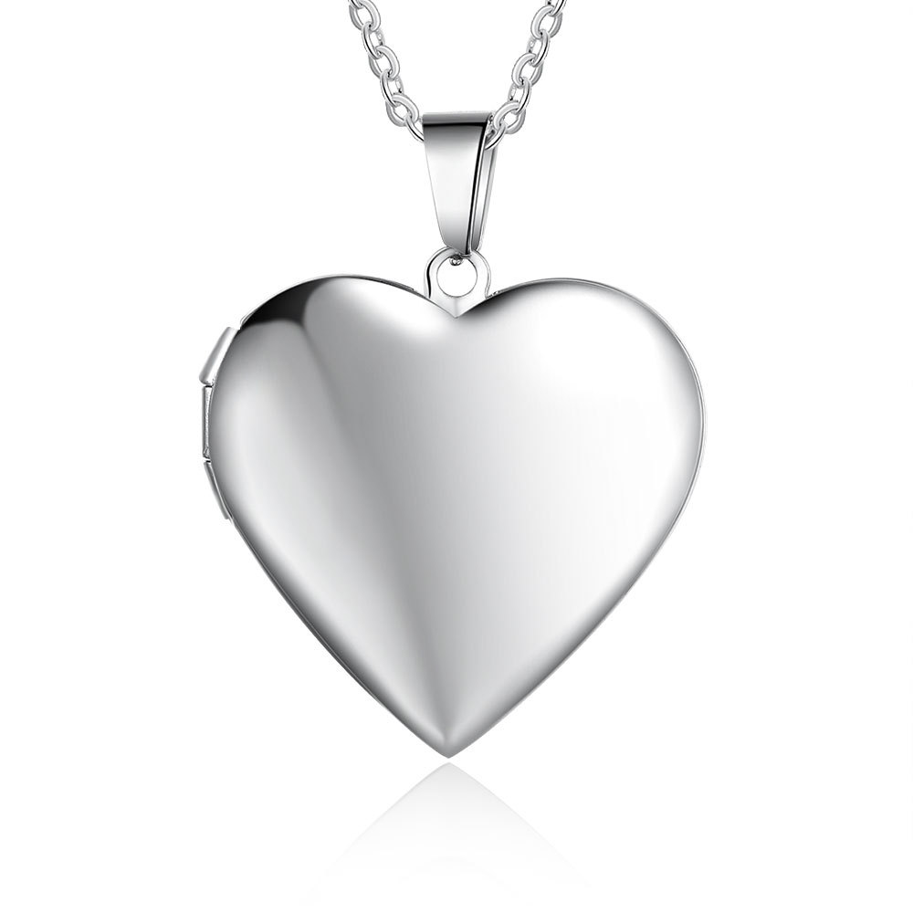 Heart Photo Locket Necklace with Engraving Heart Pendant Personalized Gift for Her