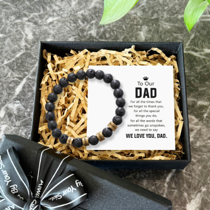 Serene Black Onyx Men Bracelet Personalized 4 Names Beaded Warp Bracelet for Dad