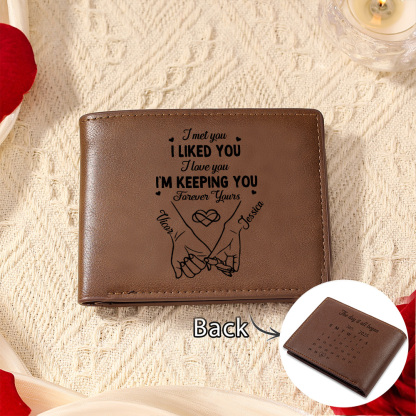 Personalised Photo Engraved PU Leather Couples Wallet for Men