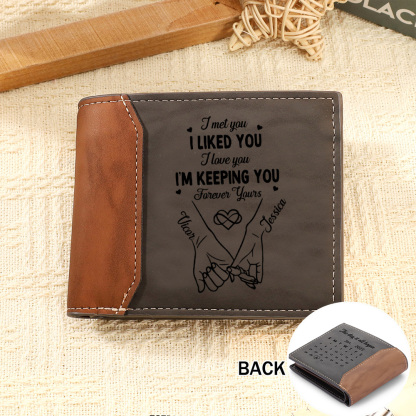 Personalised Photo Engraved PU Leather Couples Wallet for Men