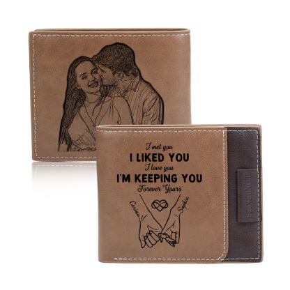 Personalised Photo Leather Wallet Customisable Romantic Gift for Anniversary Birthday Christmas for Boyfriend Husband Partner | Lorajewel