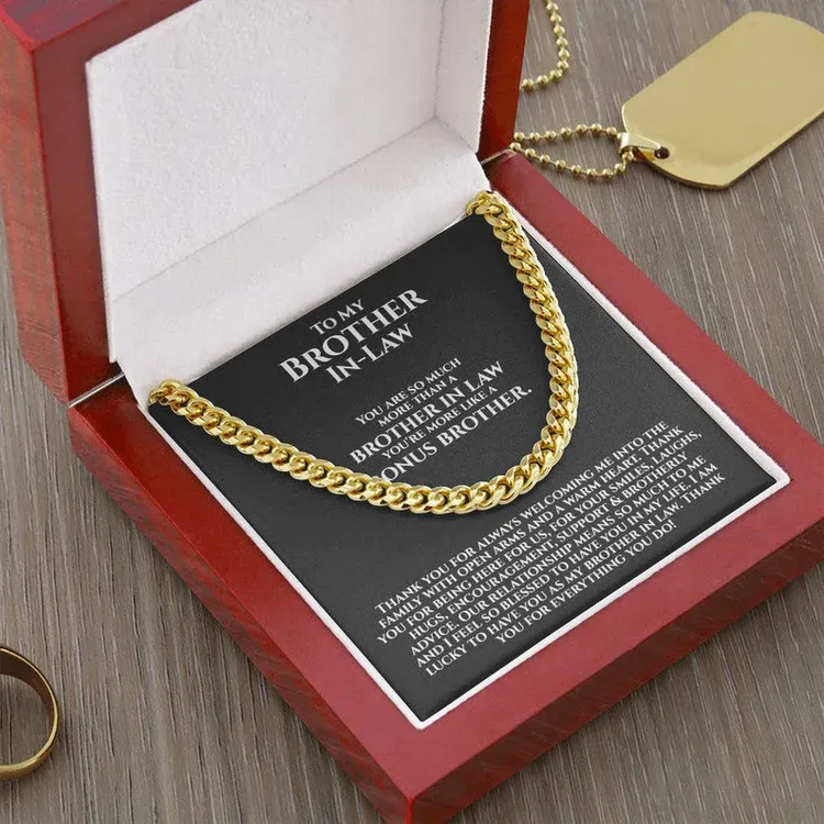 To My Brother-In-Law Necklace Cuban Link Chain Necklace Gift Set - You're More Like A Bonus Brother