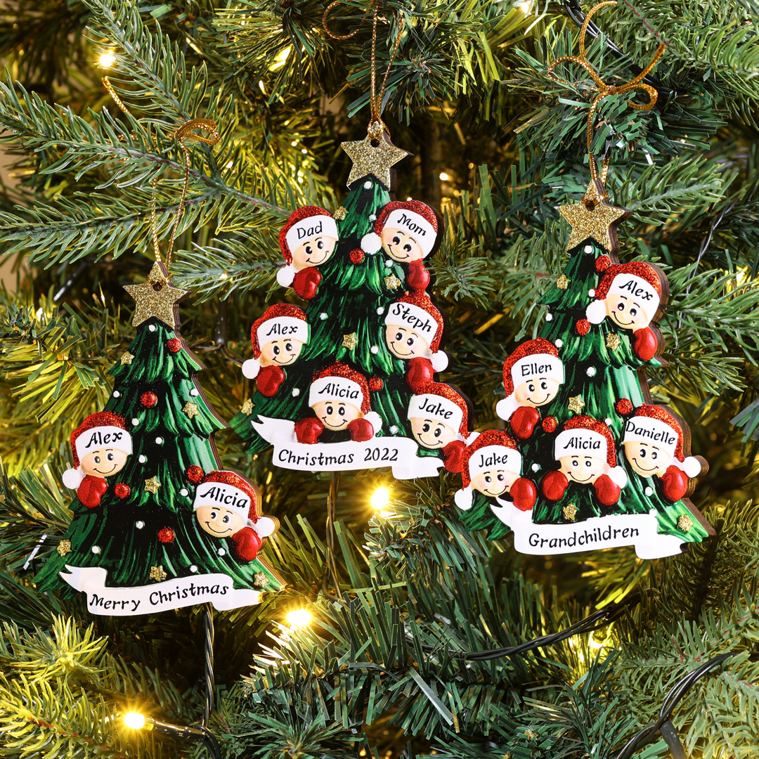 Personalized Family Christmas Ornament Custom 6 Names Hanging Ornament Gifts For Family