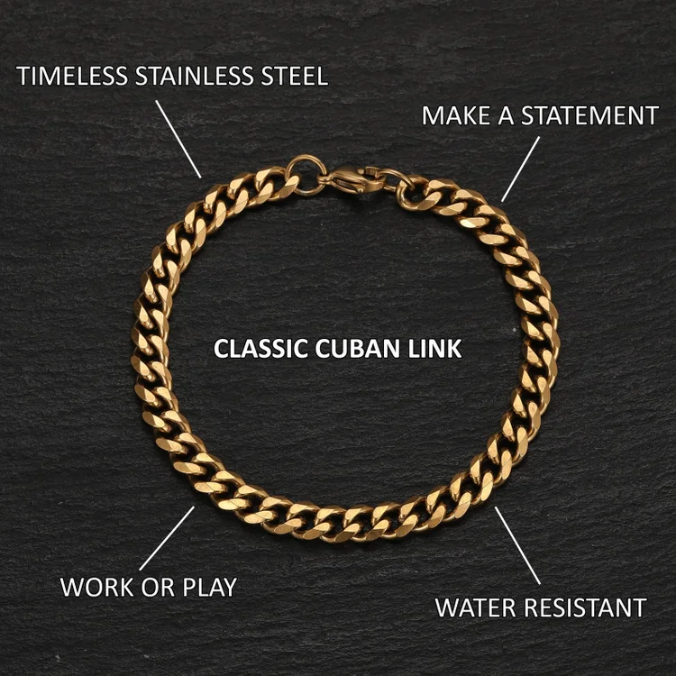 To My Father Cuban Chain Bracelet Stainless Steel Bracelet Set