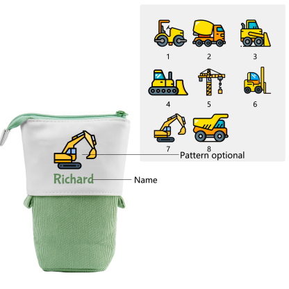 Personalized Pencil Case Custom Name & Vehicle Pattern Pen Pouch Back To School Gift for Sons Daughters