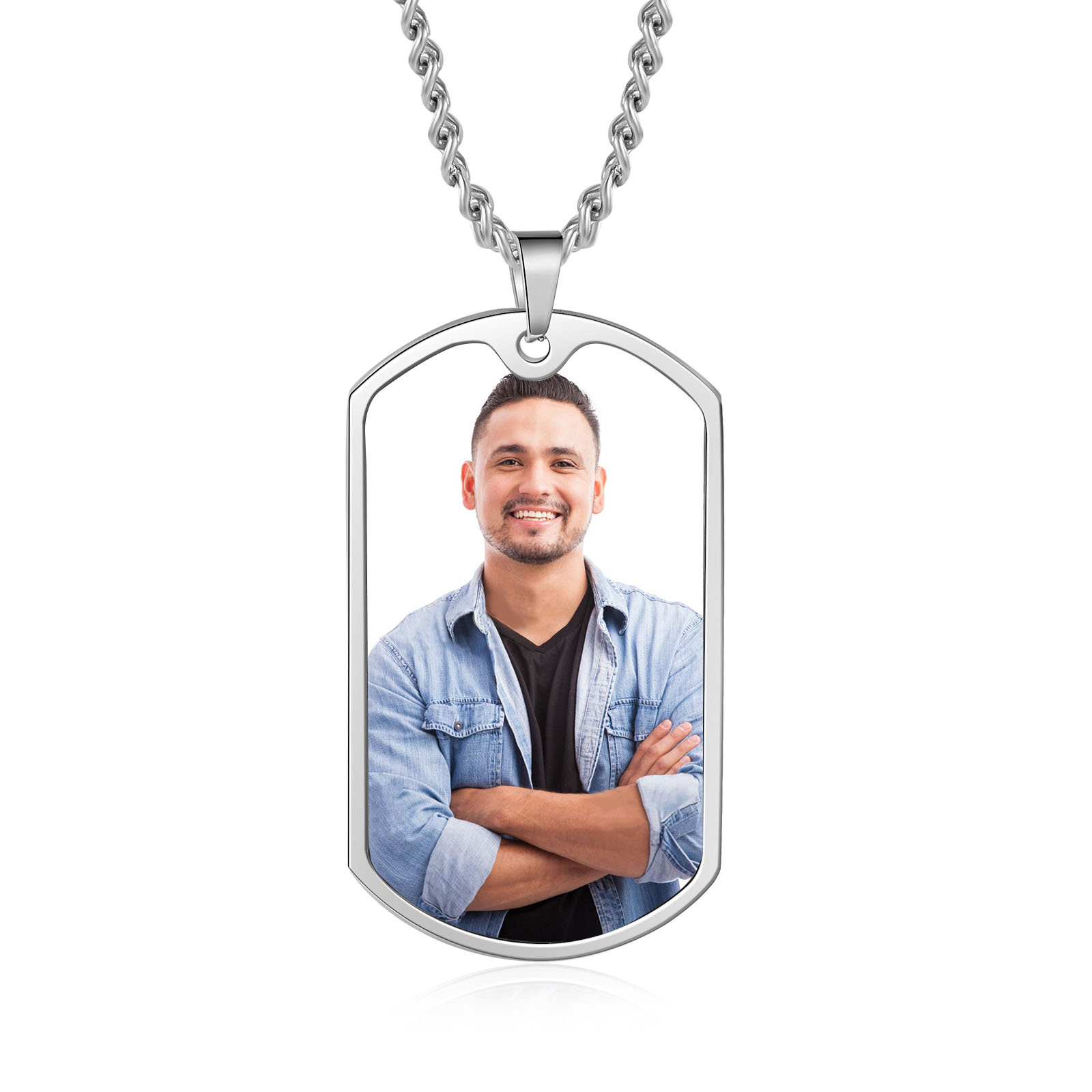 O'Fishally The Best Dad Necklace Custom Photo Dog Tag Necklace with 1 Fishing Hook