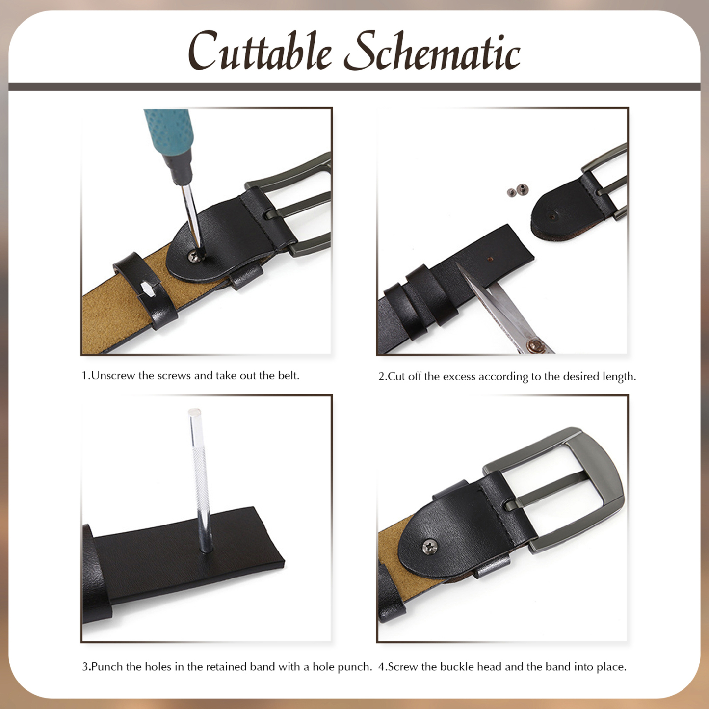 Personalised Leather Belt, Custom Engraved 2 Names Belt Gift for Dad | Jessemade