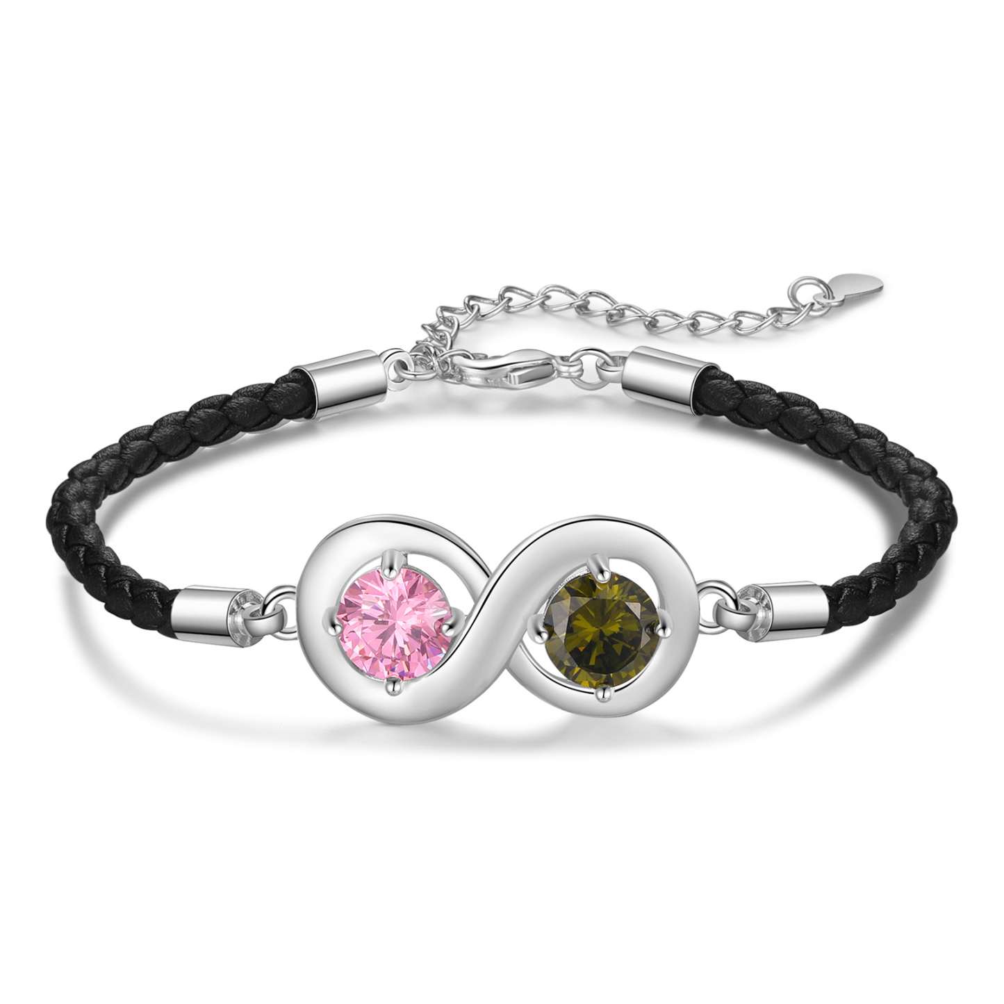 Personalized Infinity Bracelets Custom 2 Birthstones & 2 Names Adjustable Bracelet Gift for Her