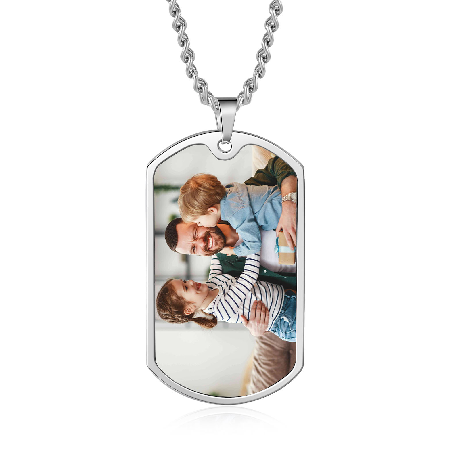 O'Fishally The Best Dad Necklace Custom Photo Dog Tag Necklace with 3 Fishing Hooks