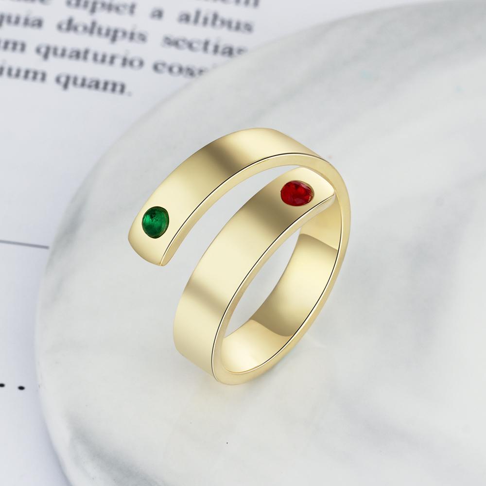 Promise Ring Personalized with 2 Birthstones 2 Names Great Mom Gift Couples Birthstone Ring