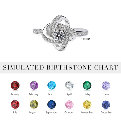 Love Knot Rings Personalized Birthstone Rings S925 Sterling Silver Birthday Gifts For Women