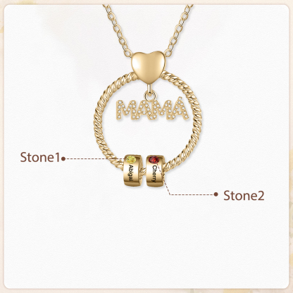 Collar con colgante de "MAMÁ" con 2 nombres Y 2 piedras de nacimiento personalizados | Jessemade