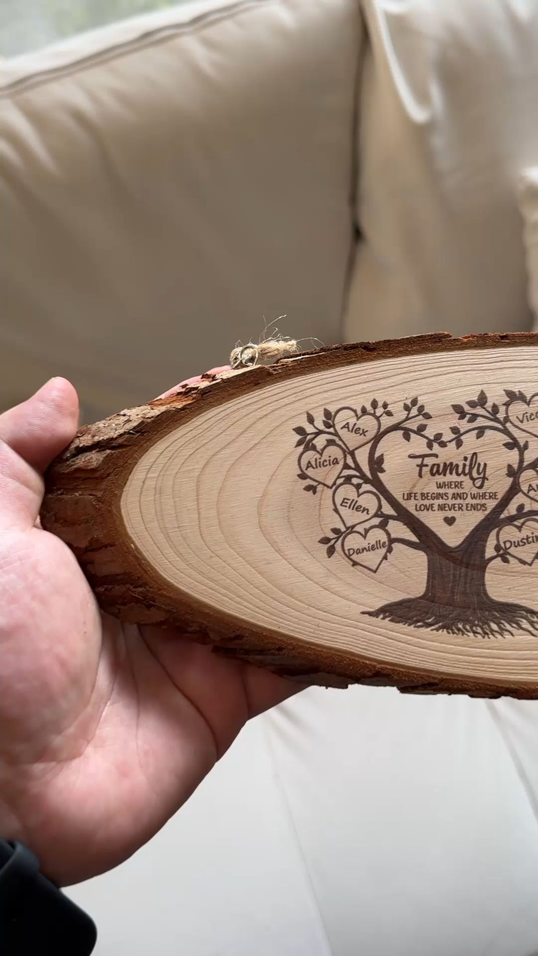 Personalized Family Tree Rustic Wood Slice Clock