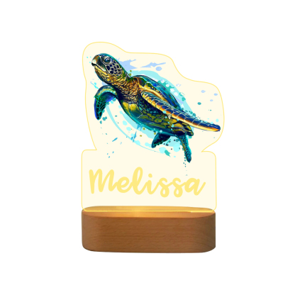 Personalized Turtle Night Light Custom Name  LED Lamp